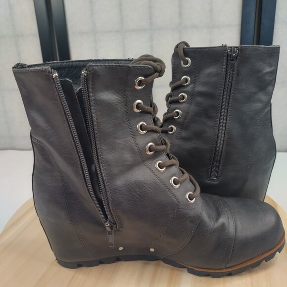 Union Bay Sassy-U Ankle Dark Gray Greenish Ankle Wedge Boots Women US 10 - Picture 13 of 14